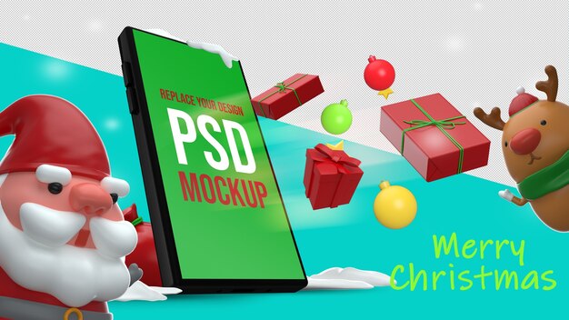 Smartphone Mockup Buon Natale Design Rendering 3D