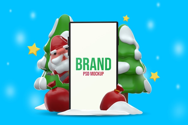 Smartphone Mockup Buon Natale Design Rendering 3D