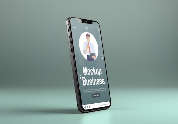 Smartphone Mockup Business App Progettazione di presentazione su sfondo verde