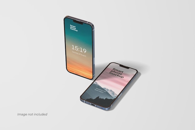 Smartphone-mockup-hochwinkelansicht