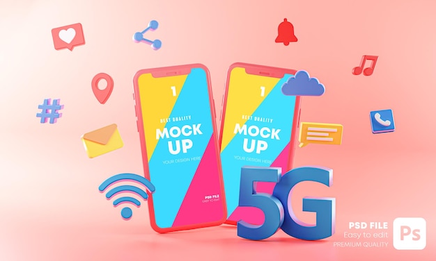 Smartphone Mockup ologramma con il concetto di tecnologia nel rendering 3D