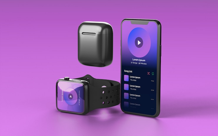 PSD smartphone mockup per smart case e auricolari