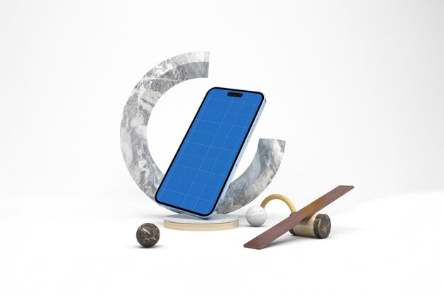 Smartphone mockup with abstract geometric shapes