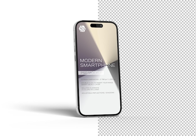 PSD smartphone moderne isolé sur maquette blanche