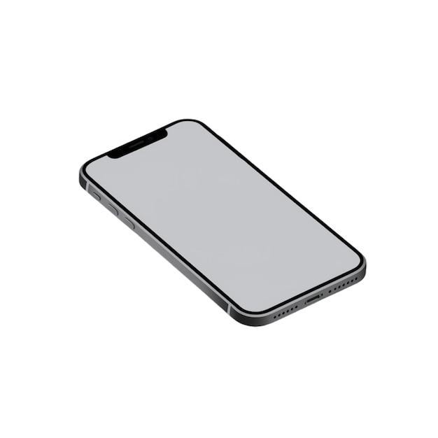 Smartphone moderno con pantalla en blanco y fondo negro