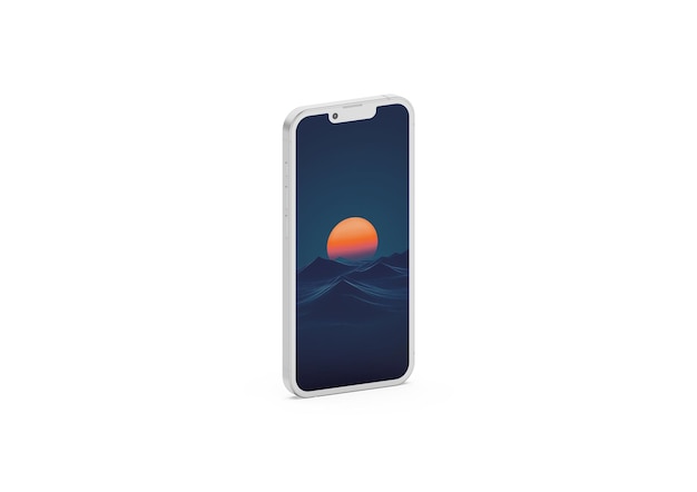 Smartphone avec le paysage du coucher de soleil à l'écran