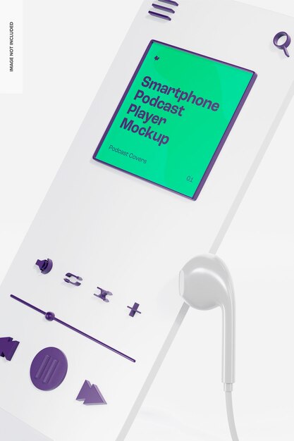Smartphone Podcast Player Mockup, da vicino