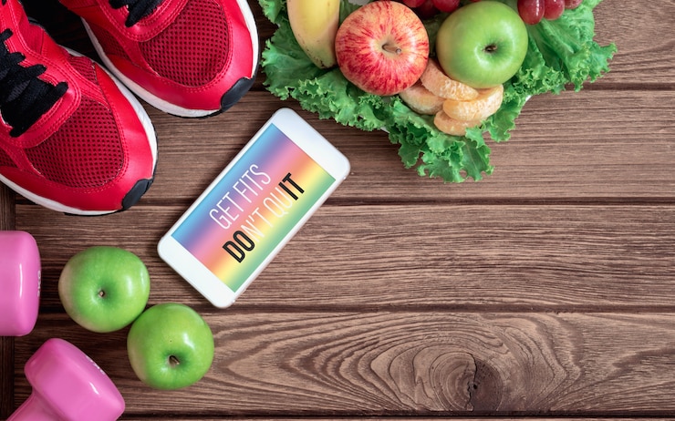 PSD smartphone pour fitness alimentation saine et mode de vie de perte de poids.