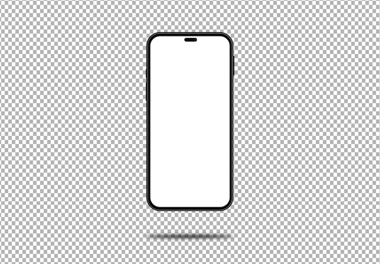 PSD smartphone psd modifiable avec écran blanc sur un fond transparent