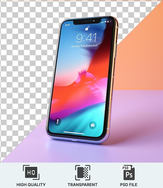 Smartphone Psd Transparent De Haute Qualité Sur Une Table Blanche Contre Un Mur Rose
