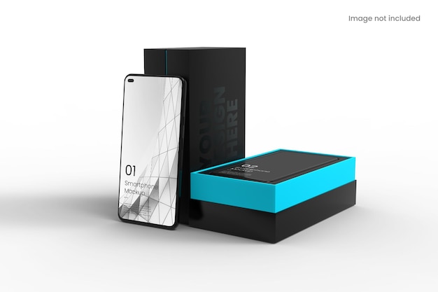 PSD smartphone realista con maqueta de caja