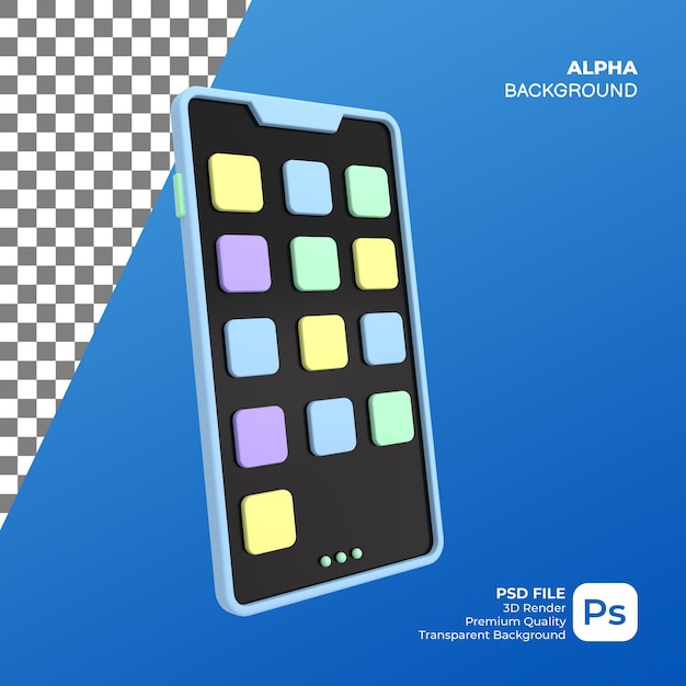 PSD smartphone de renderizado 3d