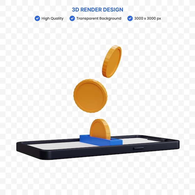 PSD smartphone de rendu 3d avec des pièces flottantes isolées