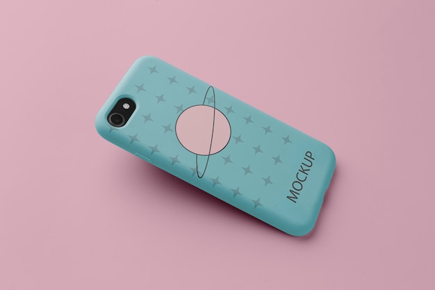 Smartphone s pouzdrem, minimalistický design, mockup