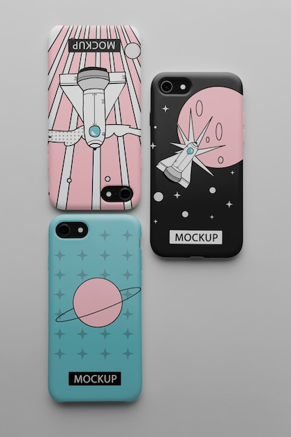 Smartphone s pouzdrem, minimalistický design, mockup