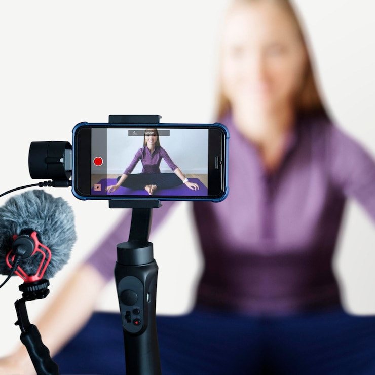 PSD smartphone screen mockup psd yoga live streaming