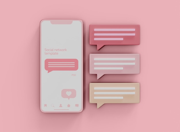 Smartphone um Social-Media-Symbole-Mockup
