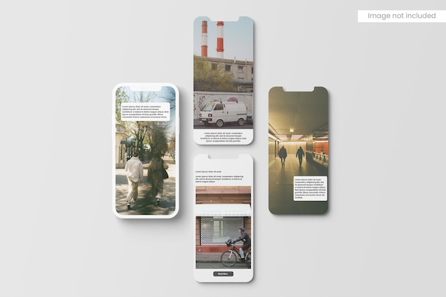 PSD smartphone avec vue de dessus de maquette de publication instagram