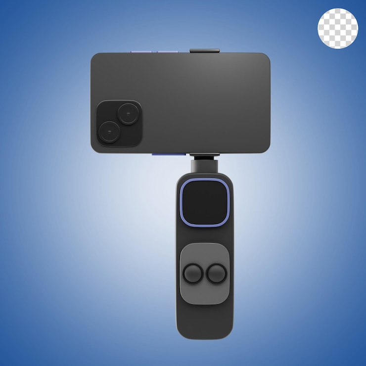 PSD smartphone with gimbal 3d icon and illustration