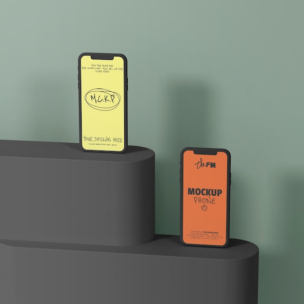 Smartphones sur la maquette du podium