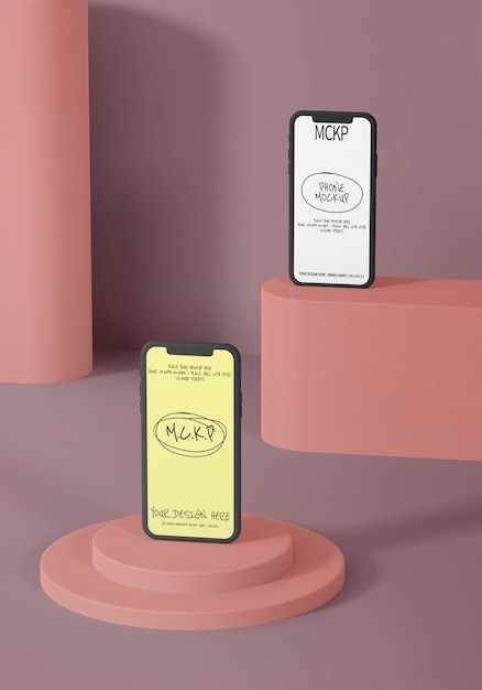 Smartphones sur la maquette du podium