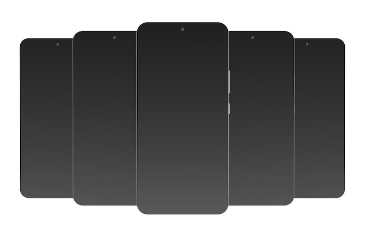 PSD smartphones teléfonos móviles maquetes de teléfonos móviles con pantalla negra vista frontal 3d aislada sobre un fondo transparente