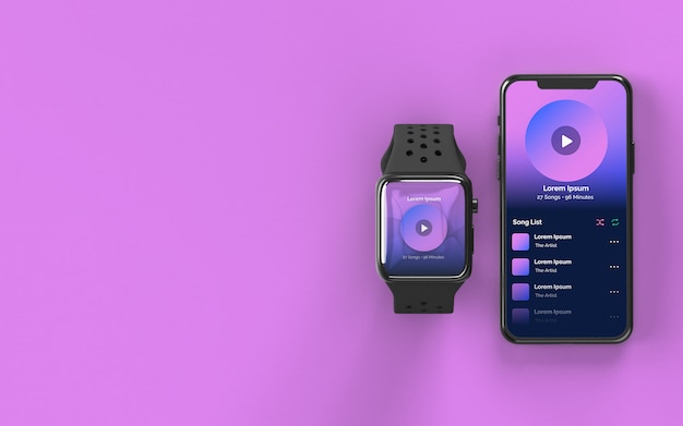 Smartwatch e Smartphone Mockup