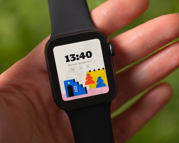 Smartwatch im freien mockup