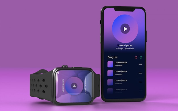 Smartwatch Et Maquette De Smartphone