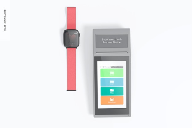 Smartwatch mit Payment Device Mockup, Ansicht von oben