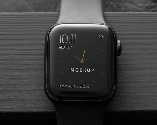 PSD smartwatch-mockup in einer dunklen umgebung