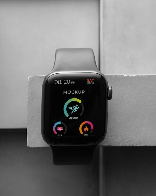 PSD smartwatch-mockup in einer dunklen umgebung