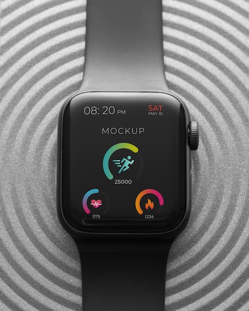 PSD smartwatch-mockup in einer dunklen umgebung