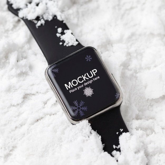 Smartwatch Vue De Dessus Dans La Neige