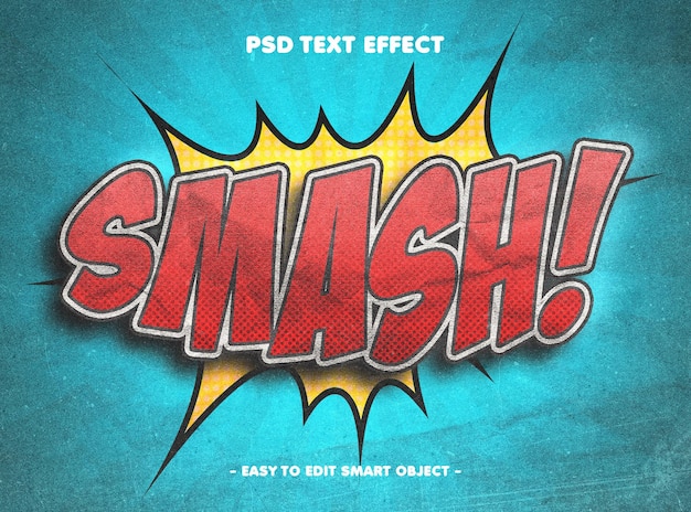 PSD smash-comic auf papiertexteffekt