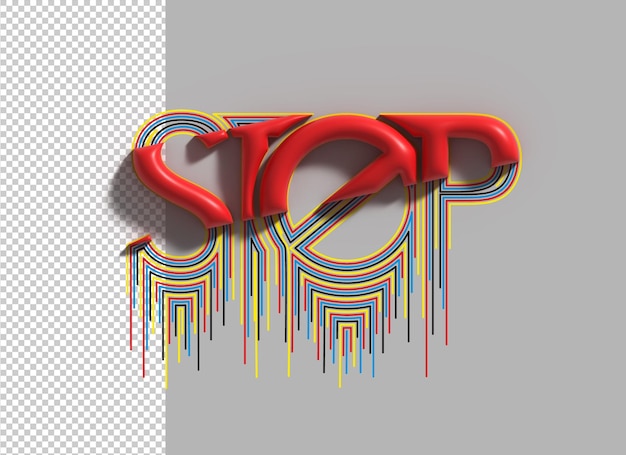Smetti di scrivere caratteri 3d Line Art trasparenti Psd Design