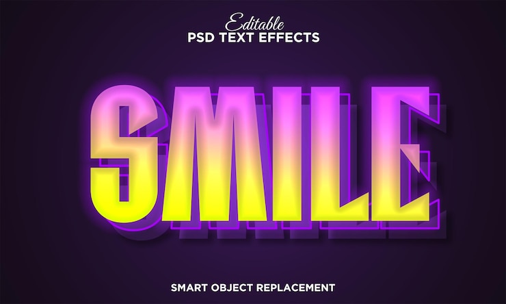 PSD smile-lichtkonzept mit bearbeitbarem texteffekt