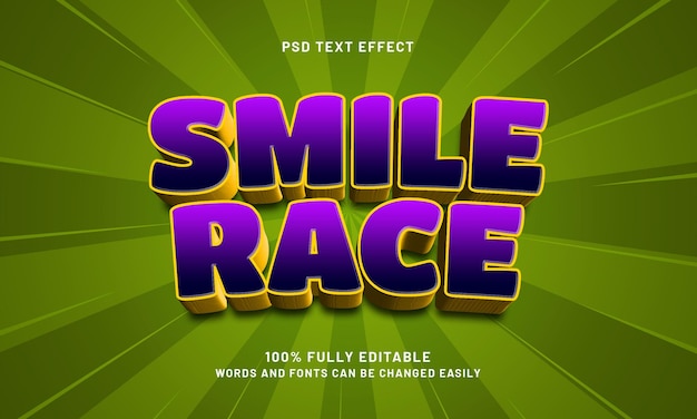 smile race editable text effects with a game and kids theme