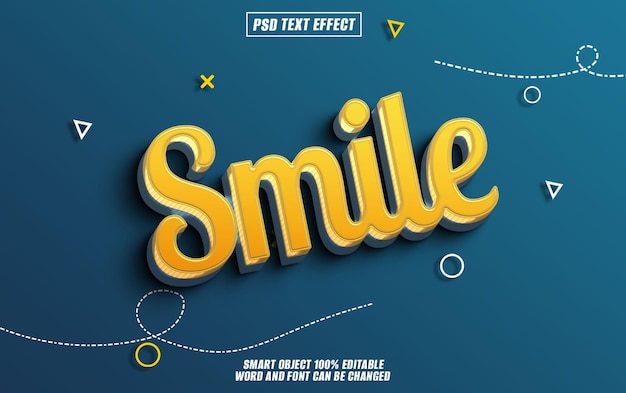 smile text effect font editable typography 3d text