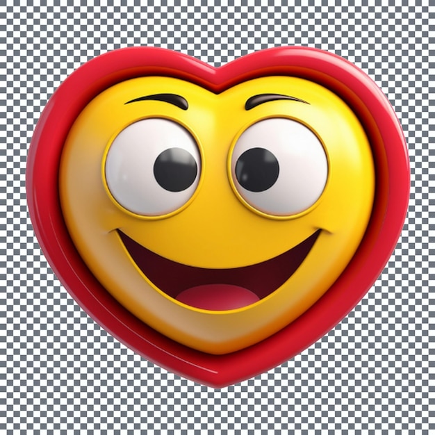 PSD smiley-emoji-symbol in herzform emoticon mit augen und mund 3d-illustration