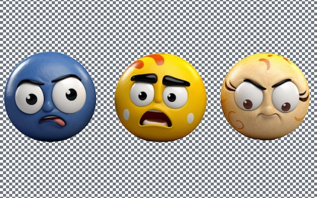 PSD smiley-emoji-symbolen mit emotionen gesichtsausdruck 3d-rendering