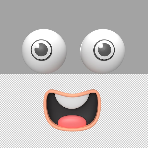 Smiley face ojos y boca 3d ilustración renderizar objeto