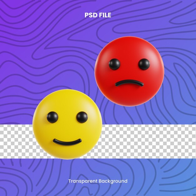 PSD smiley feedback rendu 3d icône illustration fichier psd fond transparent