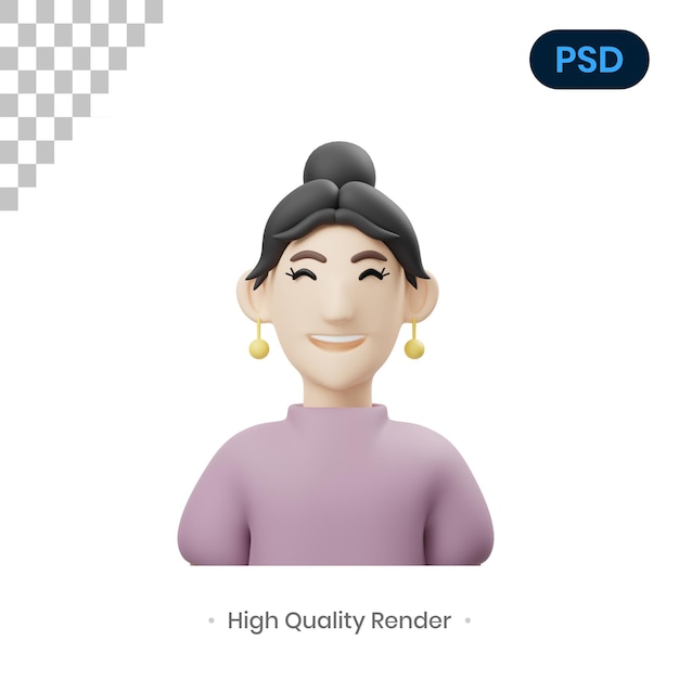 Smiley Fille Illustration De Rendu 3d Psd Premium