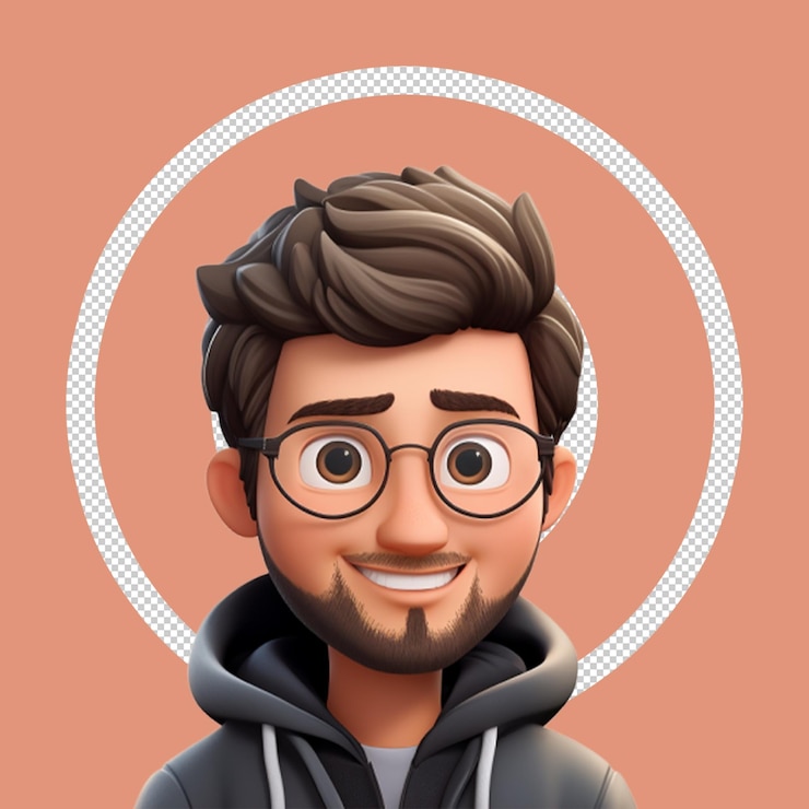 PSD smiling 3d cartoon man avatar