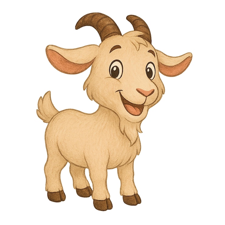 PSD smiling cartoon goat illustration
