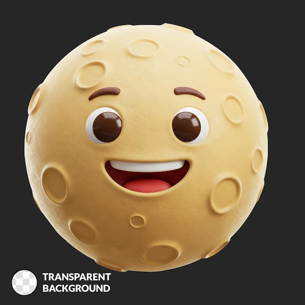 Smiling Cartoon Moon with Craters