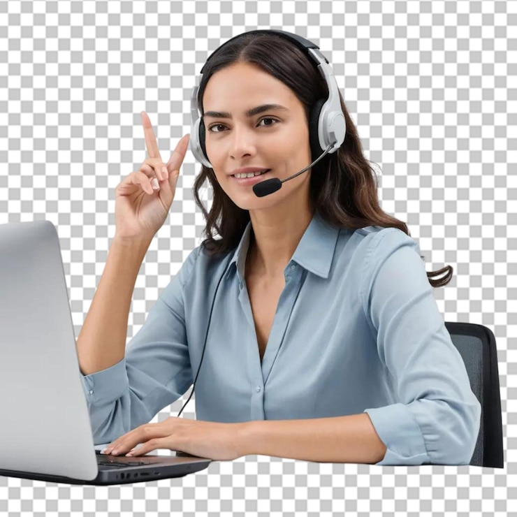 PSD smiling freelance operator working online