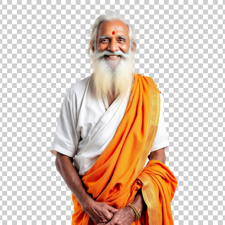 PSD smiling indian elder