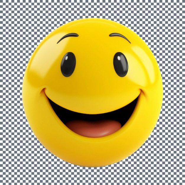 Smiling Yellow Smiley Face Emoticon com Expressão Facial Engraçada Renderização 3D